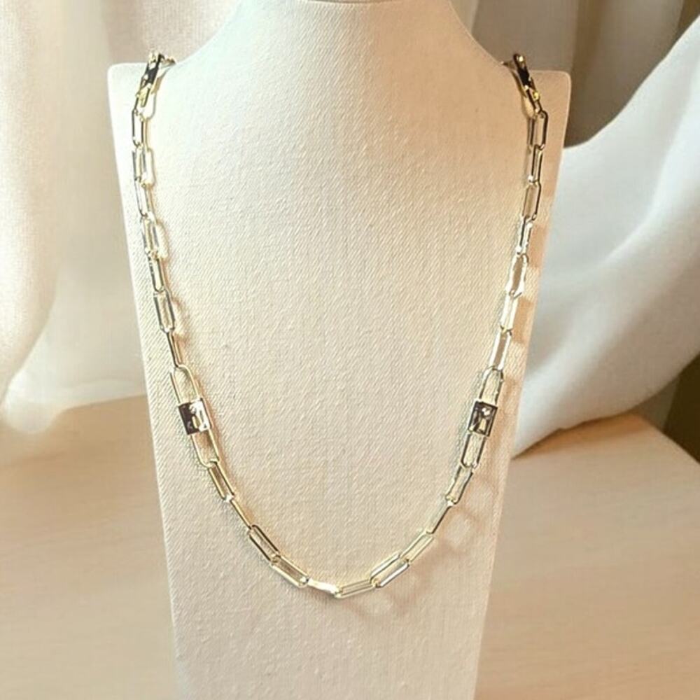 Gold Paperclip Chain Necklace with Accent Links Long 36" – Modern Chic Layering